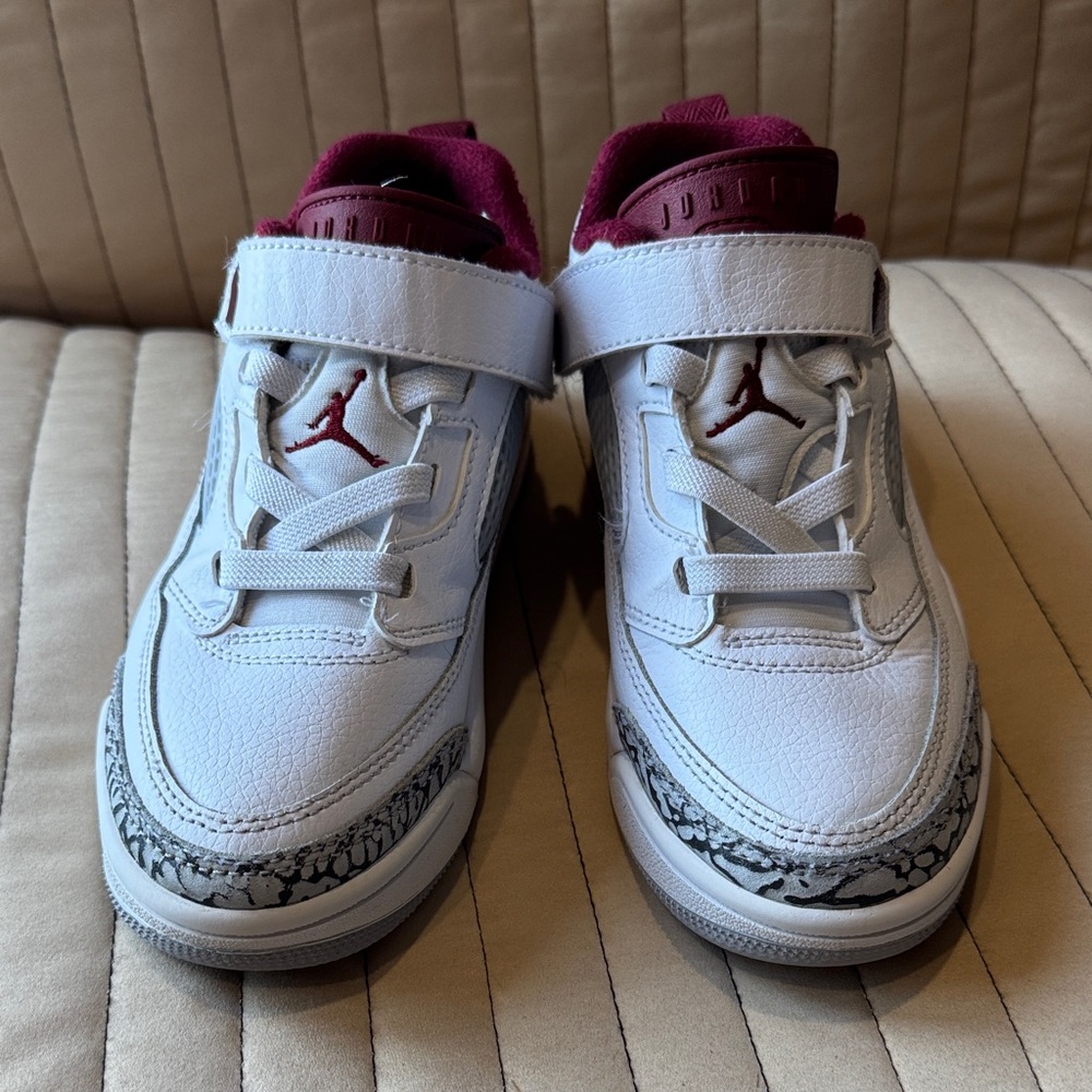 Jordan Kids White and Red Sneakers 13c